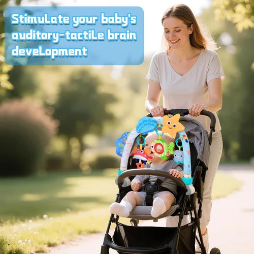 Miniatura 7 de Juguetes de asiento de automóvil para bebés de 0 a 6 meses, cochecito de arco para 6 a 12 meses, moisés móvil para bebés, juguetes para colgar