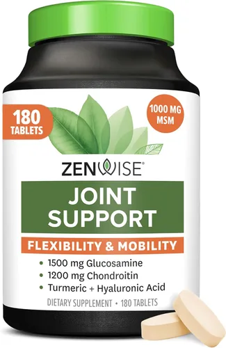 Zenwise Health Suplemento de apoyo articular con glucosamina, condroitina, MSM, curcumina y sulfato, salud articular para mujeres y hombres, soporte