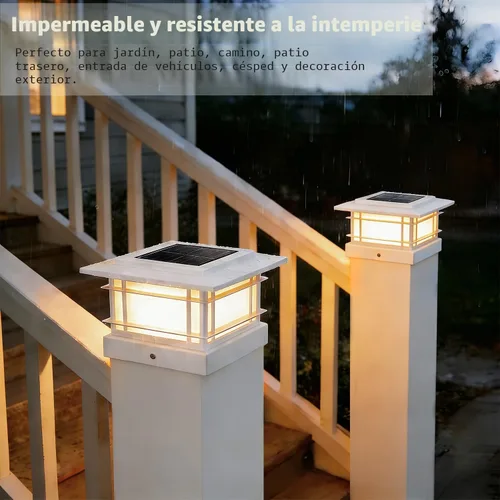 Miniatura 4 de Dynaming Luces solares de 4 x 4 para exteriores con 2 modos de color, luces solares para poste de valla, carcasa negra para postes de vinilo/madera