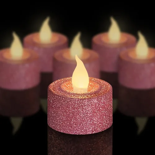 Miniatura 11 de FURORA LIGHTING Velas de Té LED con Purpurina Dorada Champaign, Paquete de 12, Velas de Té Parpadeantes Sin Llama para Decoración del Hogar, Oro