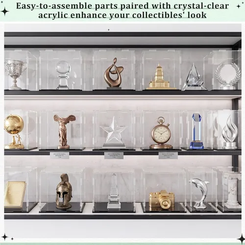 Miniatura 4 de Yungyan 1 paquete de vitrina de acrílico transparente autoensamblable, a prueba de polvo, escaparate de protección para figuras coleccionables