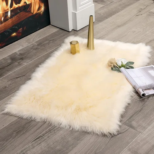 Miniatura 37 de MIULEE Alfombra de Piel de Oveja Sintética de 3 x 5 Pies, Alfombras de Área Mullidas de Lujo - Alfombra Decorativa Shag Súper Suave para Dormitorio