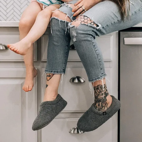 Miniatura 2 de HomeTop Mocasines de espuma viscoelástica de piel rizada y mullida con forro polar