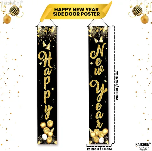 Miniatura 2 de KatchOn, Cartel de feliz año nuevo XtraLarge - 72 x 12 pulgadas Cartel de puerta de feliz año nuevo para decoraciones de Año Nuevo 2026