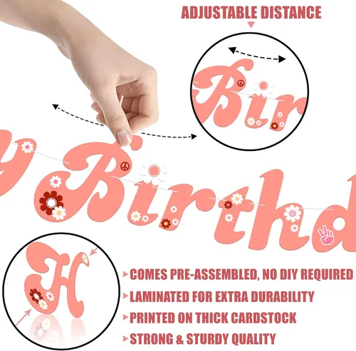 Miniatura 6 de KatchOn, Groovy - Cartel de feliz cumpleaños, grande, de 10 pies, sin bricolaje, dos geniales carteles de cumpleaños para decoraciones de fiesta