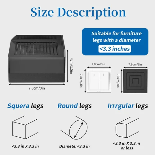 Miniatura 2 de Ezprotekt Elevadores de cama rectangulares ajustables que elevan hasta 1.5 pulgadas, elevadores de muebles adecuados para mesas, sofás, patas