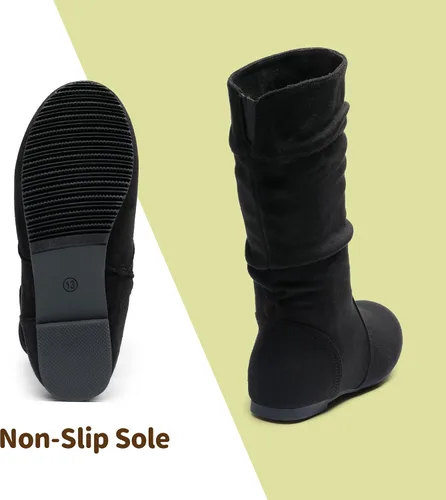Miniatura 5 de DREAM PAIRS - Botas de invierno para montar en bicicleta para niñas, altura hasta la rodilla, piel sintética (niñas pequeñas, medianas y grandes)