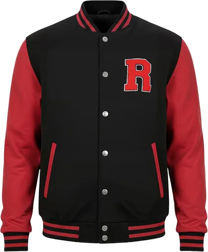 Miniatura 2 de Decrum Chaqueta de letras negra y amarilla para hombre, chaqueta de bombardero universitaria de béisbol de secundaria para hombre, chamarra Varsity