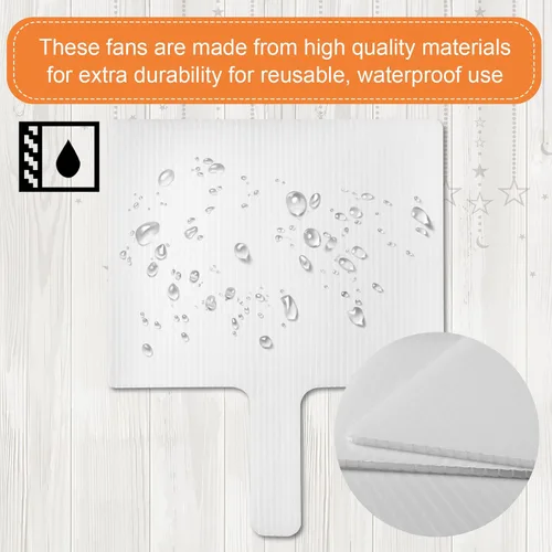 Miniatura 3 de Amyhill Juego de 24 ventiladores de mano de plástico en blanco, paletas de borrado en seco, ventilador de doble cara para fotos en blanco