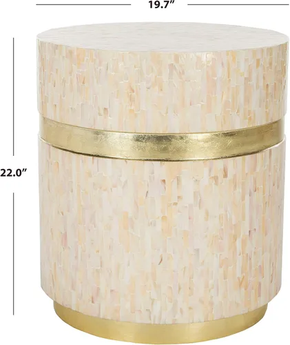 Miniatura 7 de Safavieh Home Collection Perla Mosaic Mesa auxiliar redonda rosa champán y dorado