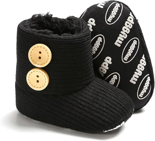 Miniatura 2 de Nomere Botas de nieve unisex con botones de invierno para bebé, suela suave, antideslizantes, cálidas, zapatos para cuna recién nacidos