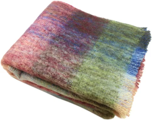 Biddy Murphy Manta ultrasuave de mohair irlandés y lana, hecha en Irlanda, 54 x 72 pulgadas, multicolor a cuadros Cuadros multicolor apagados