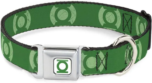 Perro Collar gld-green linterna logotipo c U Full Color Negro Pet Collar, Color Verde, Verde