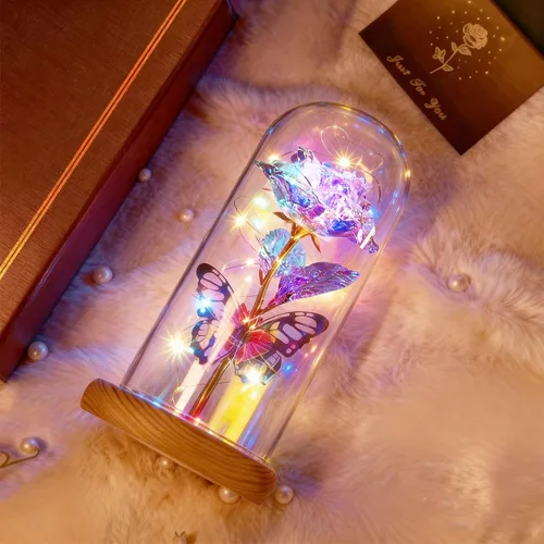 Miniatura 5 de Regalos de rosas para el día de la madre, rosas de cristal de galaxia preservadas para siempre, rosas iluminadas en cúpula de cristal, regalos de Un