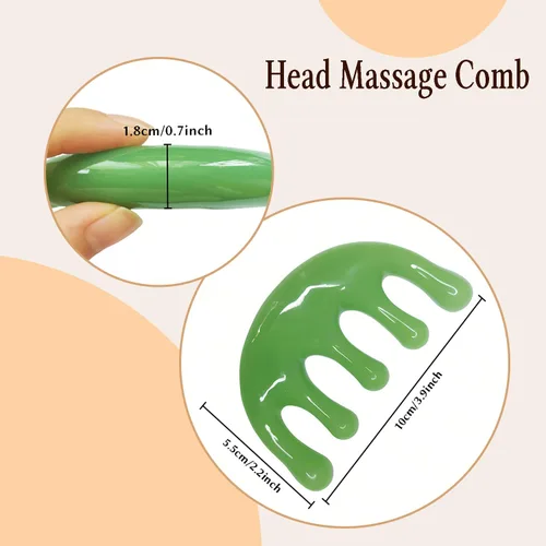 Miniatura 2 de GSHOW Masajeador de cabeza de resina para cuero cabelludo de mano con dientes anchos Gua Sha, peine relajante herramienta de masaje para masaje