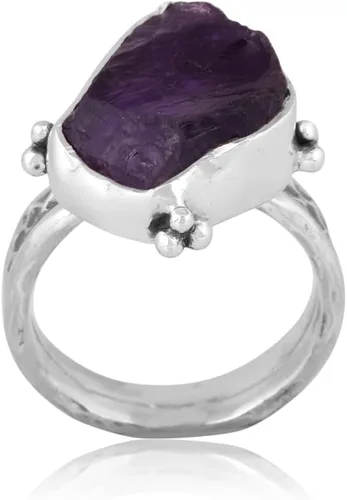 Miniatura 21 de Anillo trenzado de plata esterlina 925 con piedras preciosas crudas para mujer, joyería hecha a mano