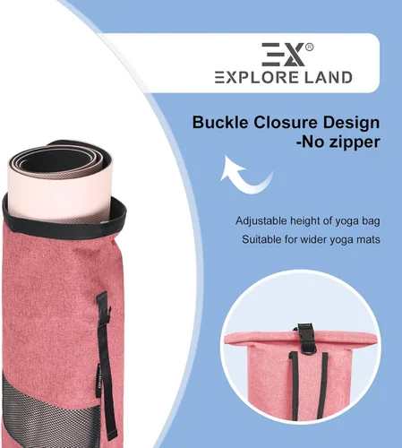Miniatura 3 de Explore Land Bolsa de almacenamiento para esterilla de yoga Oxford con ventana de malla transpirable y bolsillos grandes