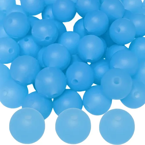 Miniatura 51 de Cuentas de silicona, 70 cuentas redondas de silicona de 0.472 pulgadas para hacer llaveros, pulseras, collares, aretes, joyas, manualidades (azul)