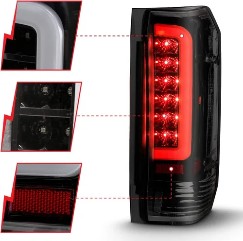 Miniatura 3 de ANZO (311351) 1987-1996 Ford F-150 Luces traseras LED lente humo carcasa negra (par)