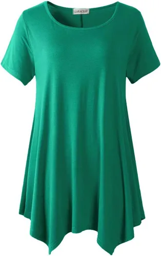 LARACE Camisas de manga corta para mujer, tallas grandes, ropa casual de verano, blusas asimétricas tipo túnica