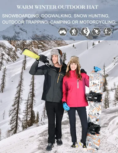 Miniatura 23 de Comhats Gran XL Trapper Trooper Caza Cálido Oído Solapa Rusia Ushanka Invierno Esquí Clima Frío Bombardero Sombreros para Hombres