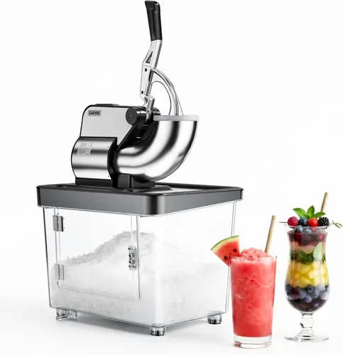 Miniatura 14 de Garvee Trituradora de hielo comercial de 209 libras/h, máquina eléctrica de cono de nieve de 300 W con 4 cuchillas de acero inoxidable, 1450 RPM
