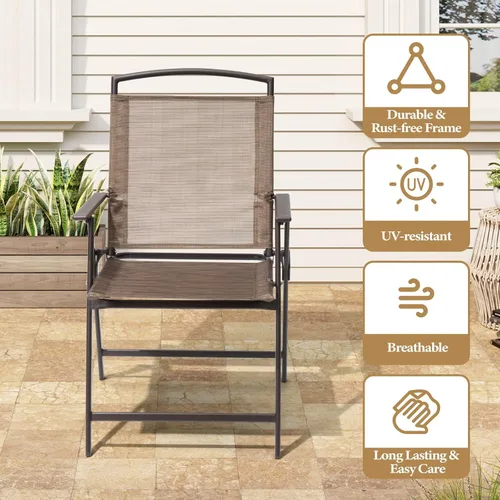 Miniatura 3 de Crestlive Products Juego de 4 sillas plegables para patio, paquete de 4, sillas de comedor al aire libre con reposabrazos para campamento, playa
