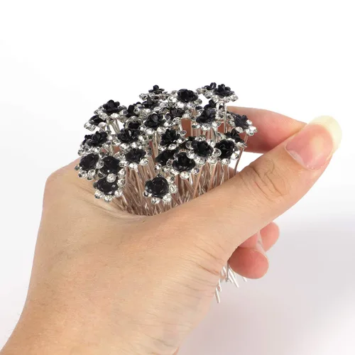 Miniatura 6 de 40 horquillas para el cabello con diamantes de imitación en forma de U, accesorios para el cabello de cristal para novia, boda, fiesta, niña, dulce