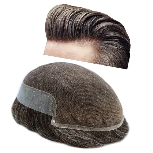 Miniatura 18 de Pieza de pelo para hombre Toupee Real Human Hairpiece Soft Lace Hair System Mens Hair Unit Natural Hairline Protesis Capilar Para Hombre 8 ''X10