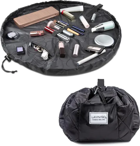 Miniatura 40 de Lay-n-Go Cosmo Layflat - Organizador de cosméticos y maquillaje con cordón y bolsillo con cremallera, bucles para cepillos y más, se ajusta