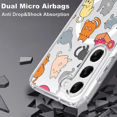 Miniatura 2 de Funda magnética para Samsung Galaxy S22 Plus compatible con carga inalámbrica MagSafe, diseño de gato, a prueba de golpes, antiarañazos