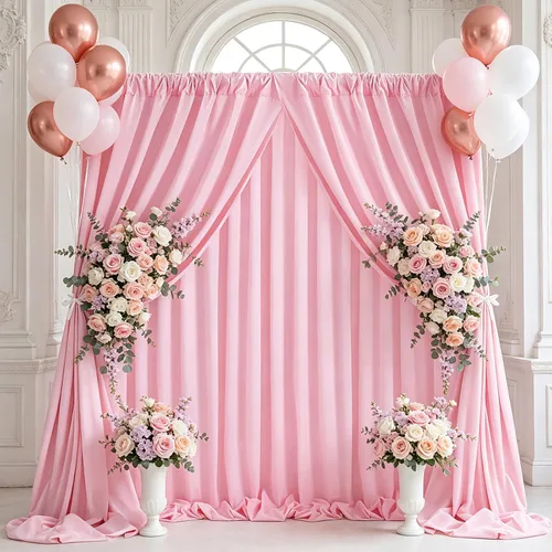 Miniatura 53 de Cortinas de Telón de Fondo Blanco de 2 Paneles 5 x 1,5 m de Poliéster, Telón de Fondo para Fotografía, Cortinas para Decoración de Fondo de Boda