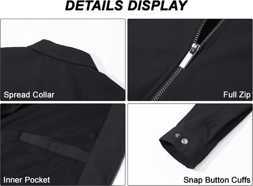 Miniatura 7 de MAGCOMSEN Chaquetas Ligeras para Hombre con Cremallera Completa Abrigo Ligero Chaqueta de Cuello Extendido Chaqueta Cortavientos Casual