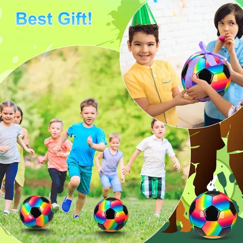 Miniatura 7 de Retisee Balón de fútbol de arcoíris con inflador, tamaño oficial, para interiores y exteriores, suave, inflable, para niños, adolescentes y adultos