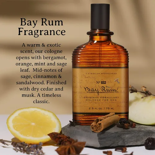 Miniatura 4 de C.O. Bigelow Bay Rum Colonia para hombres, fragancia de aceite de bayas, cítricos y especias, colonia duradera para hombres, perfume para hombres
