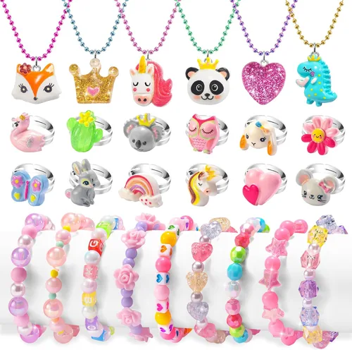 BeAndge Toddler Girls Jewelry for 3 Year Old, Kids Play Jewelry Set for Little Girl Age 4-6