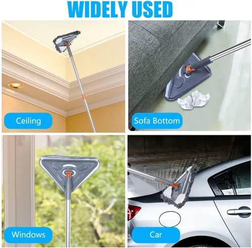 Miniatura 5 de Trapeador de pared de 82 pulgadas con mango largo para limpieza de pared con poste de extensión de 39.8 a 82 pulgadas, limpiador de pared giratorio