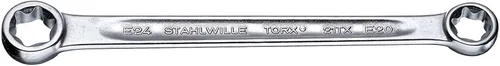 Stahlwille 41251012 Llave de anillo de doble extremo 21TX, hecha de acero de aleación de cromo y cromado, cabezales delgados, para trabajo en