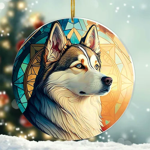 Miniatura 25 de Regalos de Malamute de Alaska - Adorno Navideño de Perro de Alaska 2025 Regalos de Perro de Alaska para Mujeres, Adorno de Malamute de Alaska