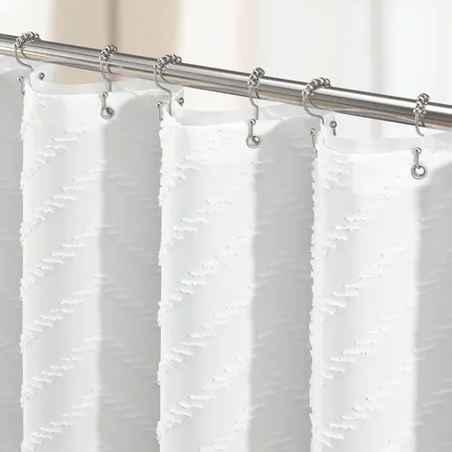 Miniatura 19 de Dynamene Cortina de ducha de tela de 36 x 72 pulgadas, diseño bohemio, geométrico, a rayas, para baño, juego de cortina de ducha estrecha gruesa