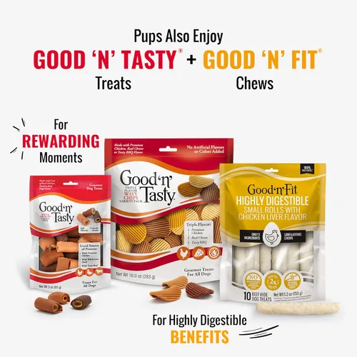 Miniatura 8 de Good 'n' Fun Alas Masticables de Triple Sabor para Todos los Perros, 8 Onzas, Consiente a tu Perro con Masticables de Larga Duración Hechos