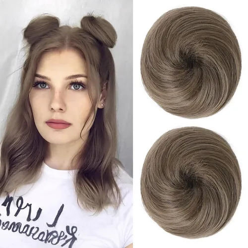 Miniatura 43 de REECHO Piezas de cabello Space Bun, 2 extensiones de moño mini con clip de pinza en extensiones de moño falsas de orejas de gato y desordenadas