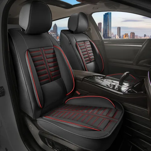 Miniatura 31 de Juego de fundas de asiento de automóvil para GMC Canyon 2015-2025, juego de fundas de asiento delantero de cuero con soporte lumbar, protector