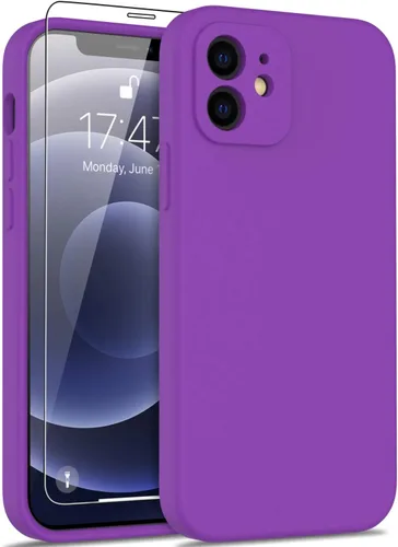 Miniatura 20 de DEENAKIN Funda de silicona compatible con iPhone 12 con protector de pantalla, mejora la protección de la cámara, funda protectora suave y flexible