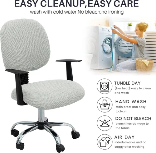 Miniatura 8 de MIFXIN Funda para Silla de Oficina de Computadora Elástica Extensible Forro de 2 Piezas Extensible de Punto Universal Funda de Asiento de Silla