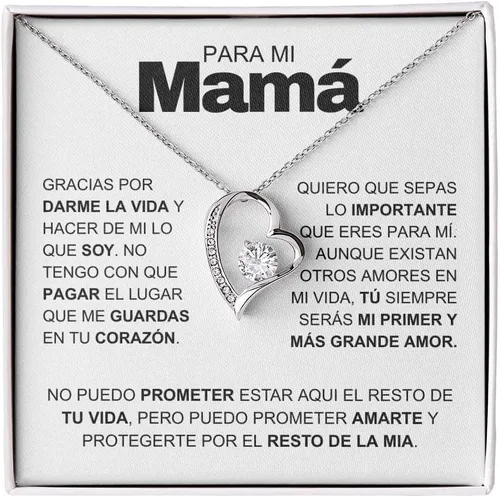LEXPO Regalo Para Mama Personalizado Collar Madre, Madrastra, Amor, Aniversario, Cumpleaños, Celebración - FL232P, Acero inoxidable, Circonia cúbica