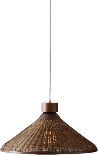Lámpara colgante tejida de ratán, lámpara de techo vintage de bambú para sala de estar, dormitorio, restaurante, cafetería, casa de té, bar, comedor