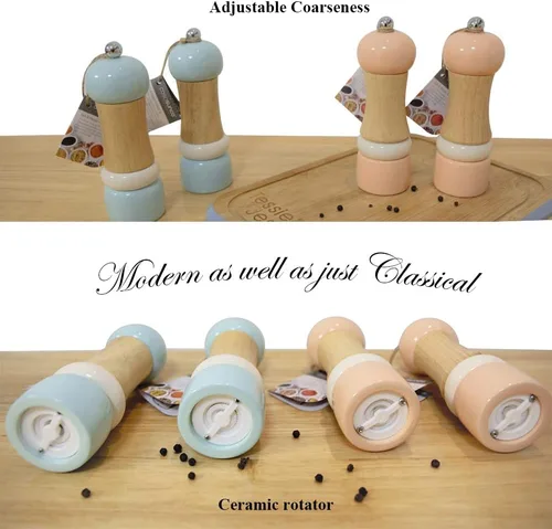 Miniatura 3 de Juego de molinillo manual de sal y pimienta, juego de molinillo de sal y pimienta de madera, juego de salero y pimentero, juego de regalo, grosor