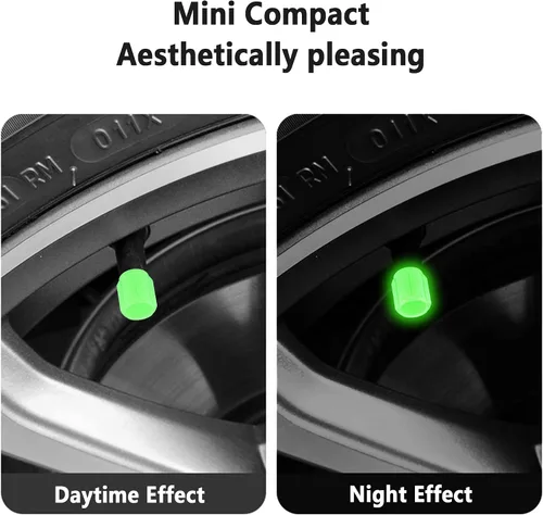 Miniatura 6 de 20 tapones fluorescentes para válvulas de neumáticos, tapones luminosos para válvula de aire de rueda de automóvil, accesorios de decoración
