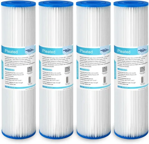 Miniatura 14 de Membrane Solutions Filtro de agua de sedimentos de poliéster plisado de 50 micrones, cartucho de repuesto de 10 x 2.5 pulgadas, prefiltro universal